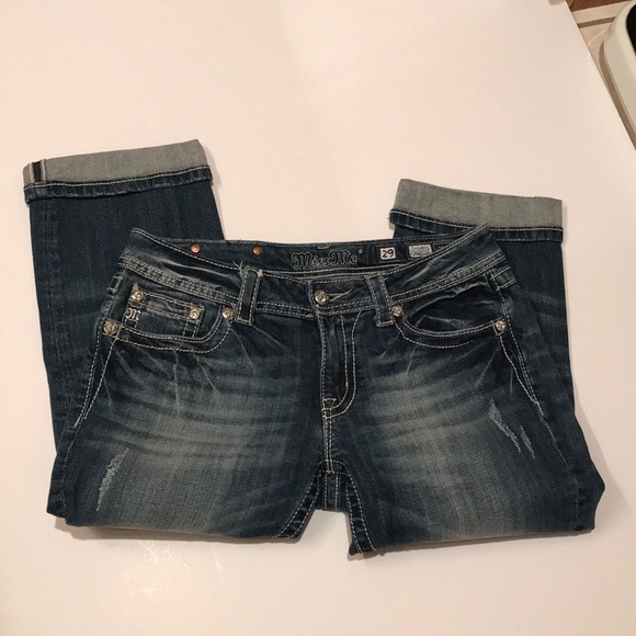 Miss me cuffed capri 29 bling gems jeans - Picture 6 of 12